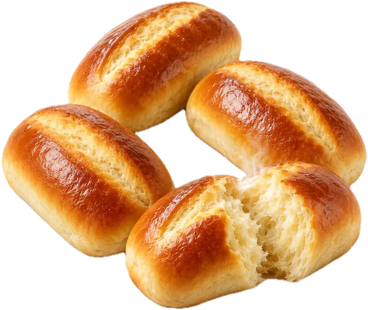 Bollos suizos tiernos, uno abierto