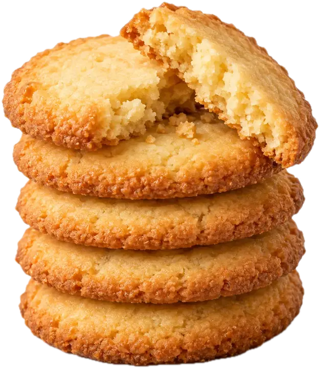 Galletas de mantequilla caseras apiladas, una partida