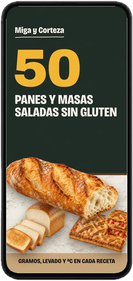 Portada del recetario de 50 panes en un móvil