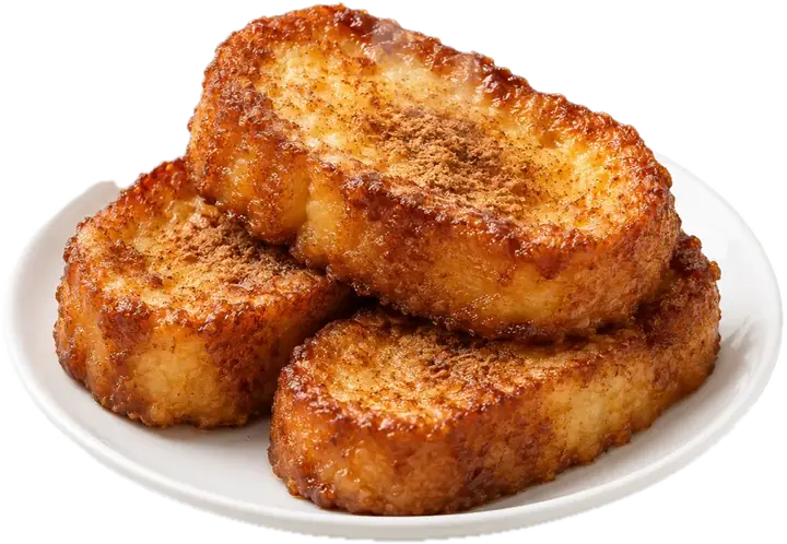 Torrijas doradas con canela en un plato